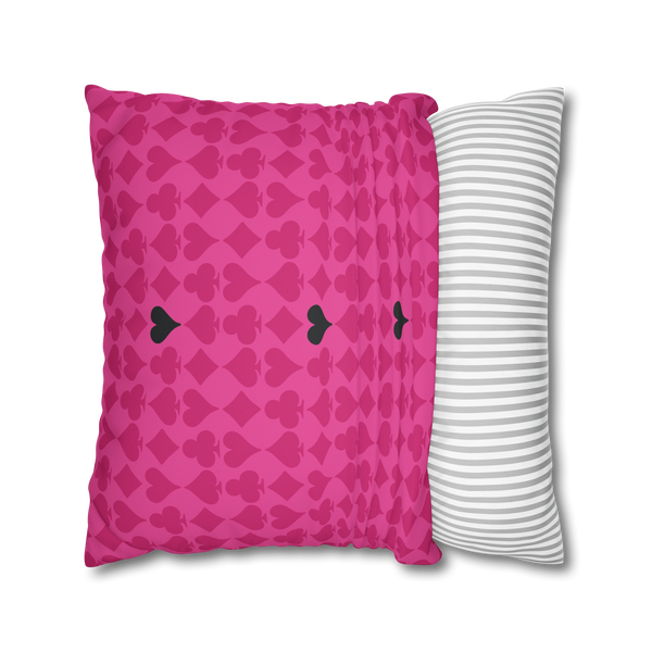 Playing Cards Heart Black and Pink Soft Accent Pillow Cover