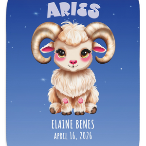 Soft sherpa blanket with 'Personalized Aries Zodiac | Custom Gift' design
