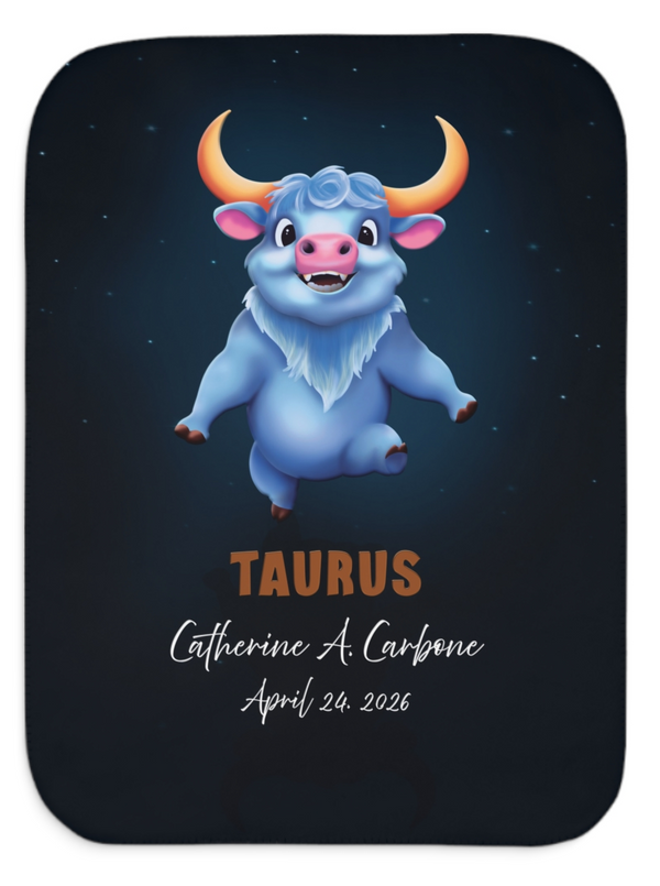 Personalized Taurus Zodiac Sherpa Baby Blanket