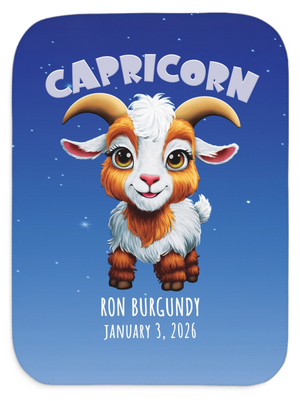 Soft sherpa blanket with 'Personalized Capricorn Zodiac | Custom Gift' design