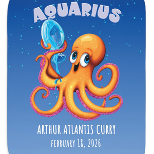 Soft sherpa blanket with 'Personalized Aquarius Zodiac | Custom Gift' design