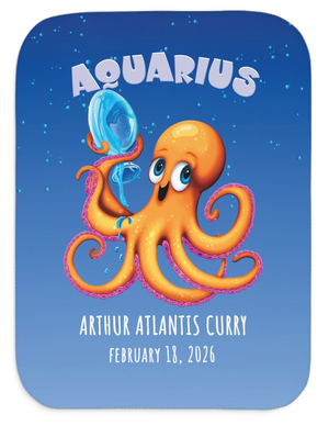 Personalized Aquarius Zodiac Soft Sherpa Baby Blanket | Custom Gift