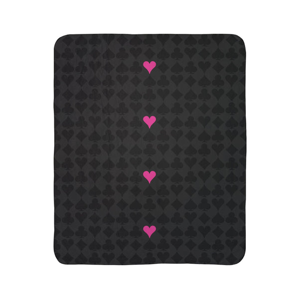 Playing Cards Black & Pink Plush Sherpa Throw Blanket