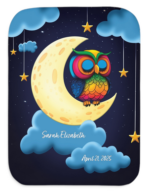 Personalized Night Owl Sherpa Baby Blanket