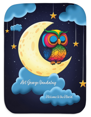 Personalized Night Owl Sherpa Baby Blanket