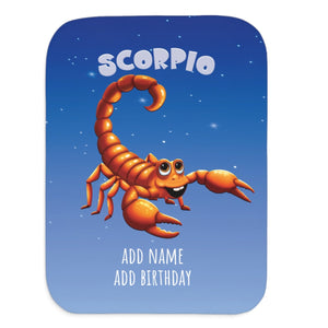 Soft sherpa blanket with 'Personalized Scorpio Zodiac | Custom Gift' design