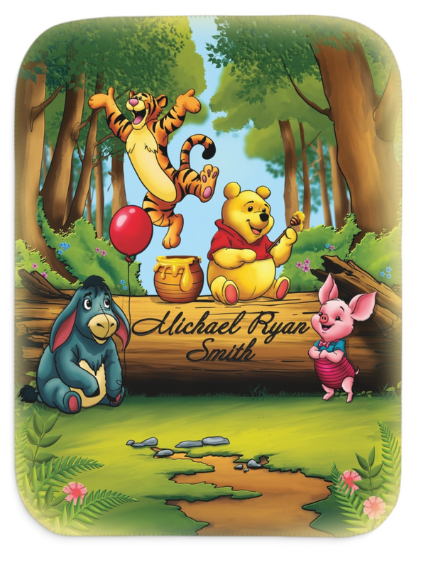 Personalized Winnie the Pooh Sherpa Baby Blanket