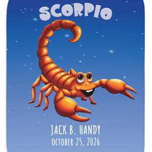 Soft sherpa blanket with 'Personalized Scorpio Zodiac | Custom Gift' design
