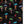 Pattern of men holding colorful umbrellas on a black background