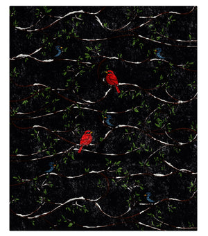 Snow Birds Midnight Blue Decorative Throw