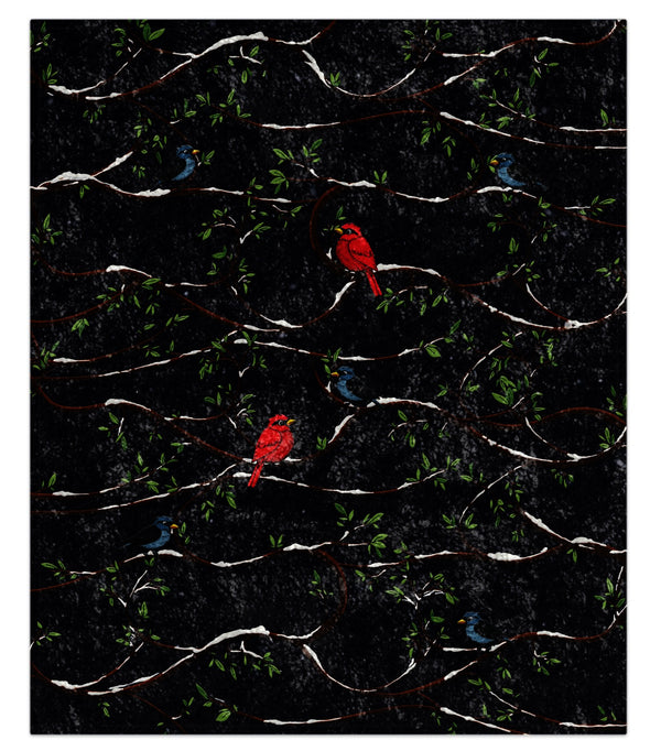 Snow Birds Midnight Blue Decorative Throw