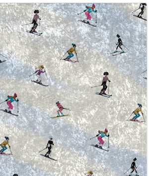 Pattern of skiers on a textured background