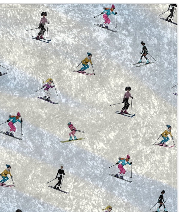 Pattern of skiers on a textured background