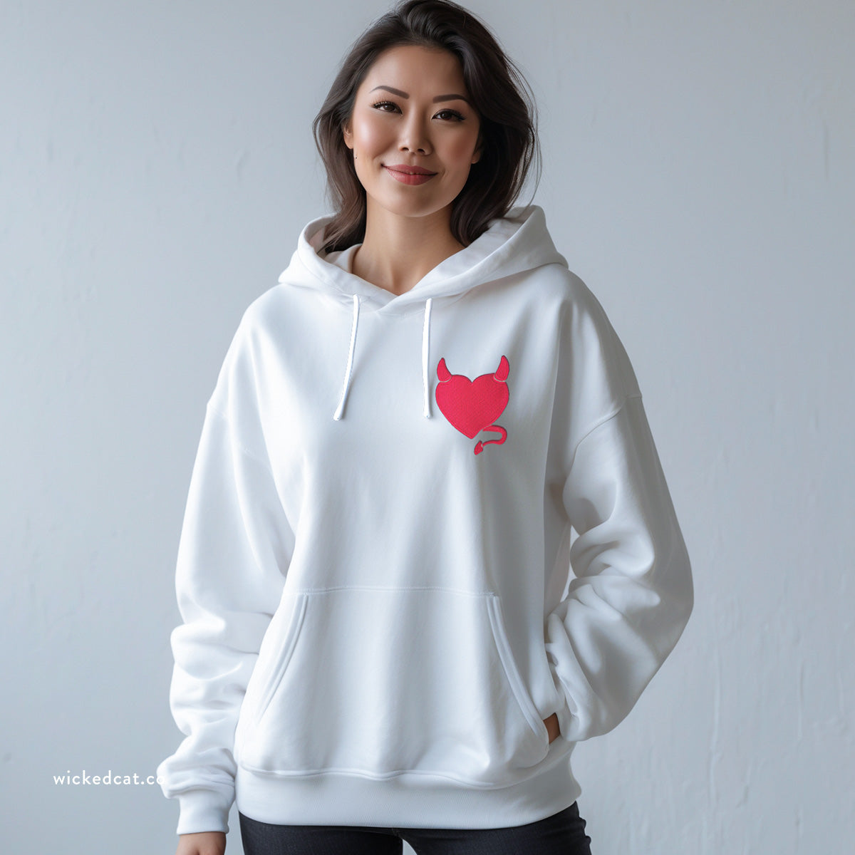 Embroidered Wicked Heart Women's Sweatshirt Hoodie