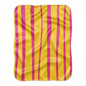 Yellow and Pink Stripes Modern Sherpa Throw Blanket