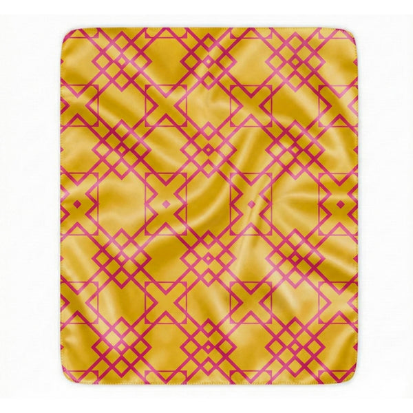 Yellow & Pink Geometric Sherpa Throw Blanket