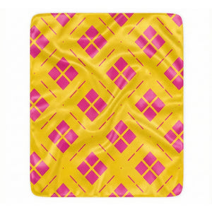 Yellow and Pink Geometric Sherpa Throw Blanket