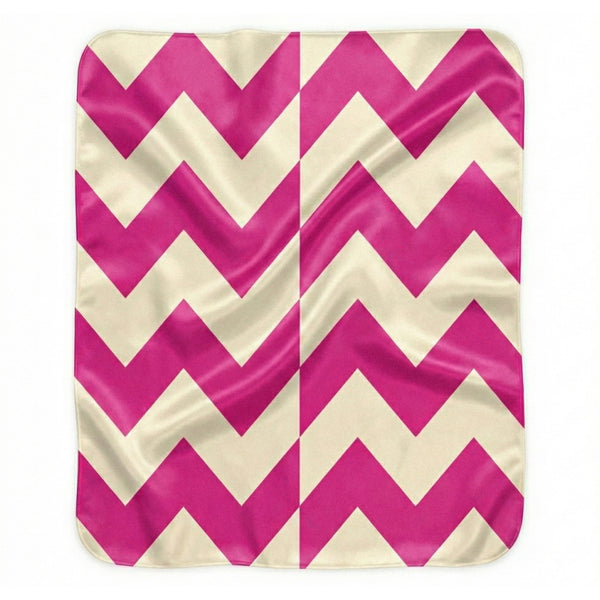 Pink and Cream Zig Zag Sherpa Throw Blanket