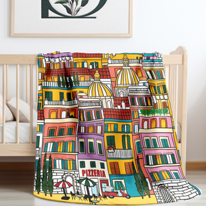 soft sherpa blanket with 'Whimsical Rome Italy' design