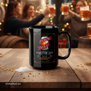 mug with 'North Pole Brewing Co Festivus Ale Holiday' graphic on a white background