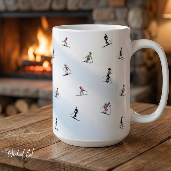 Chic Skiers Winter Mug White 15oz
