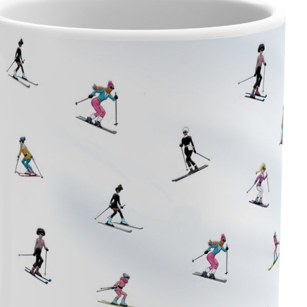 Chic Skiers Winter Mug White 15oz