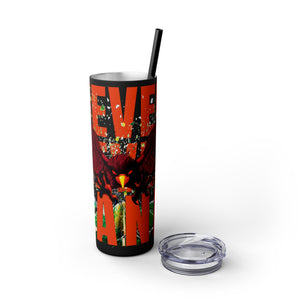 mug with 'Virginia Tech Hokies Football Tumbler 20oz' graphic on a white background