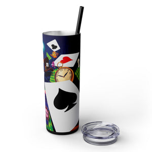 mug with 'Wonderland Rabbit Hole Insulated Tumbler 20oz' graphic on a white background