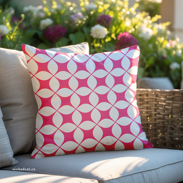 Pink & Ivory Art Decor Indoor Outdoor Throw Pillow