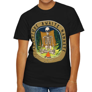 Yoga Skeleton Camping Adventure Awaits T-Shirt