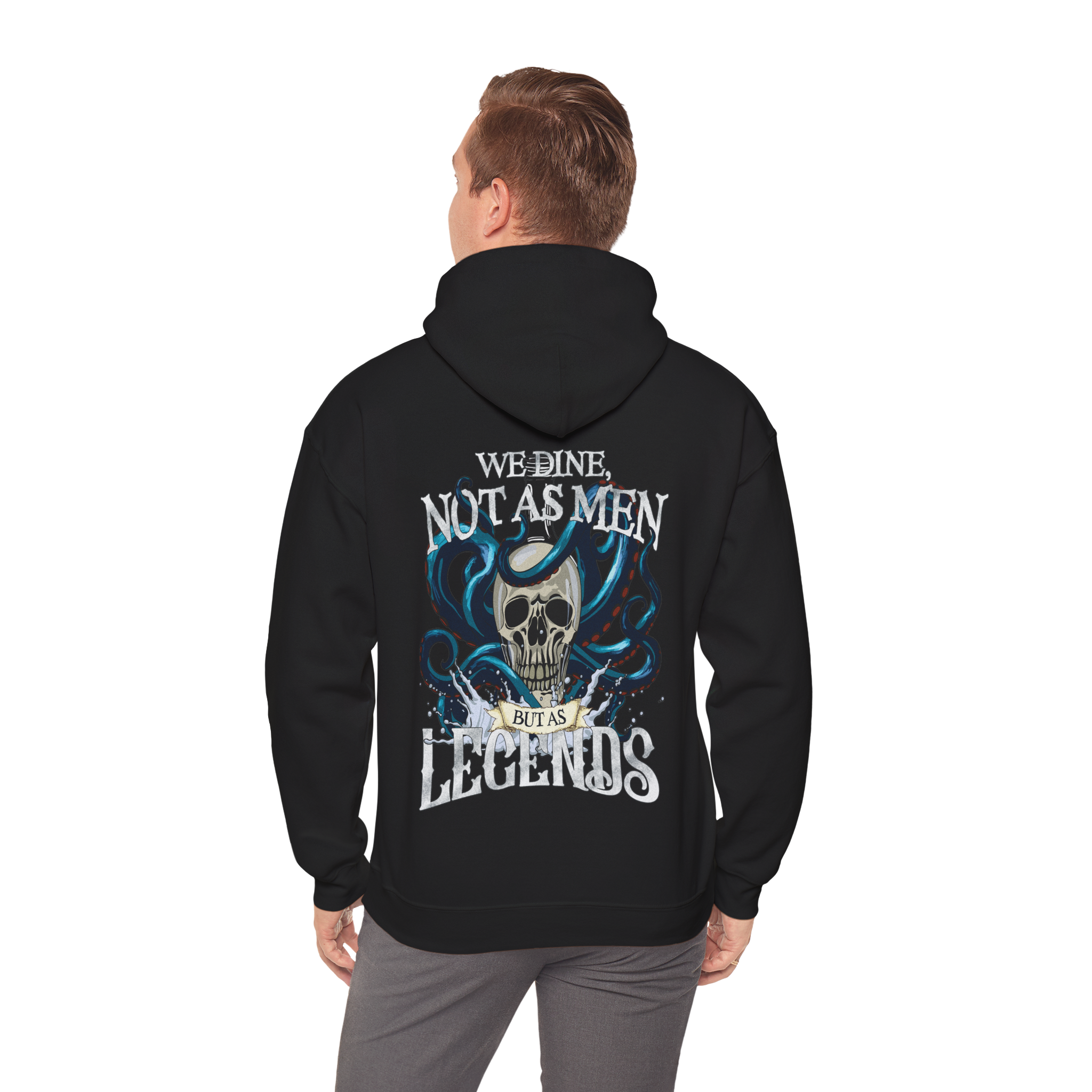 Pirate Sayings Skull Dine as Legends Men's Hoodie