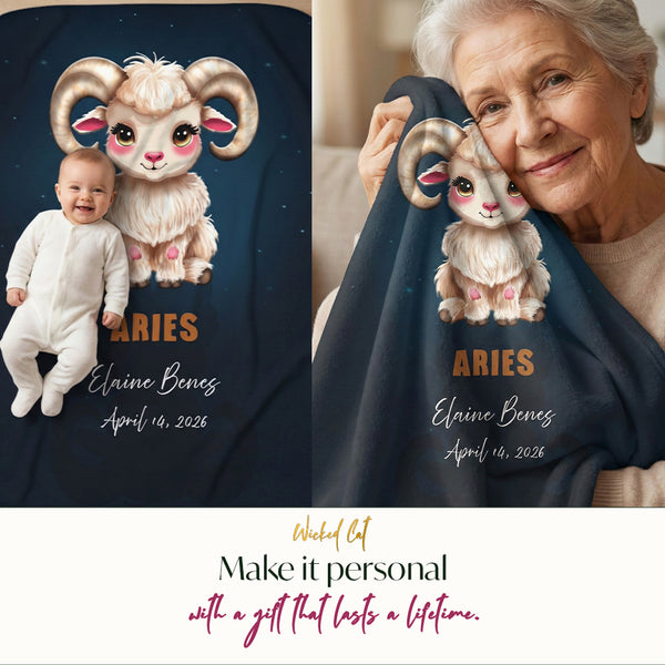 Personalized Taurus Zodiac Sherpa Baby Blanket