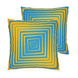 Yellow & Blue Reversible Retro Throw Pillow