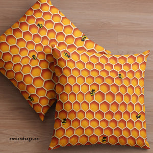 Honeycomb Bees Indoor Outdoor Accent Pillow Spring Patio Decor