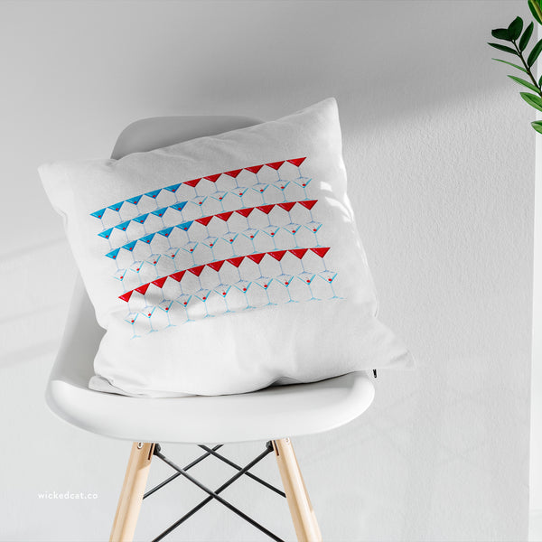 Martini American Flag Patriotic Outdoor Indoor Throw Pillow