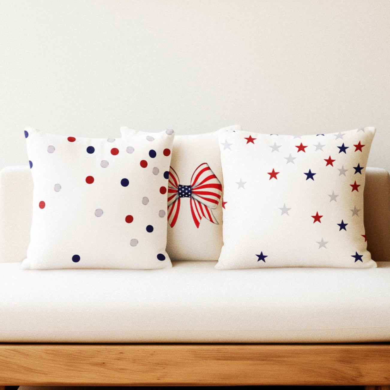 Patriotic Polka Dot Indoor Outdoor American Chic Accent Pillow
