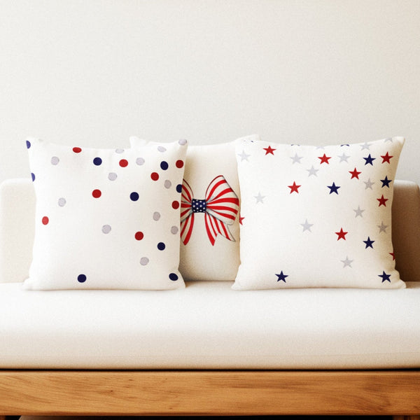 Patriotic Polka Dot Indoor Outdoor American Chic Accent Pillow
