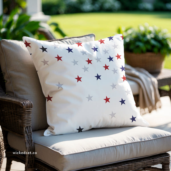 Patriotic Stars Indoor Outdoor American Chic Accent Pillow