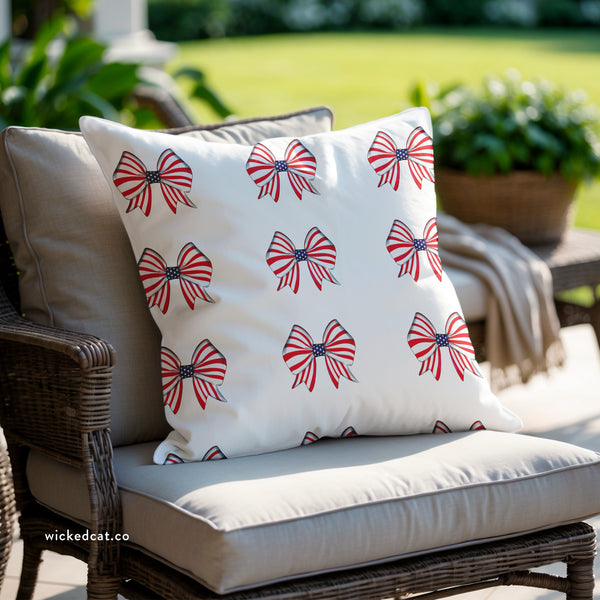 Red White & Blue Indoor Outdoor July 4th Throw Pillow