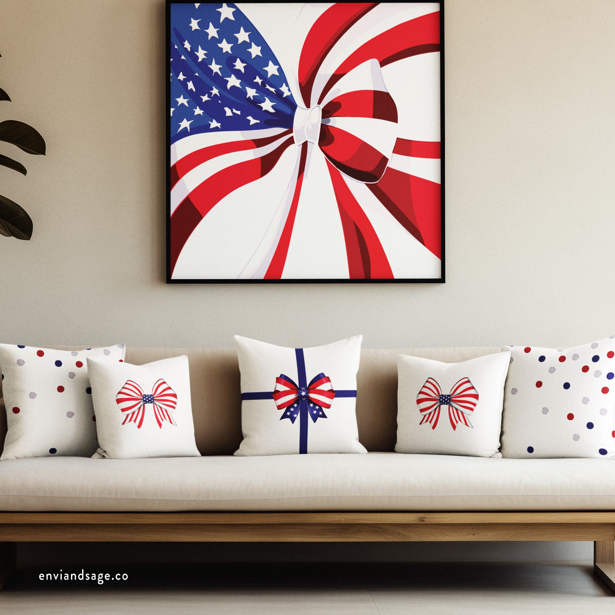 Patriotic Indoor Outdoor July 4th Throw Pillow
