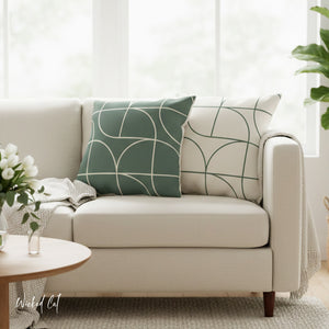 throw pillow with 'Green & White Art Deco' design