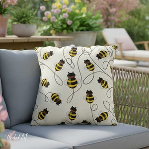 Buzzing Bees Indoor Outdoor Spring Accent Pillow