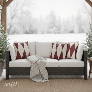 Red & White Diamonds Indoor Outdoor Throw Pillow
