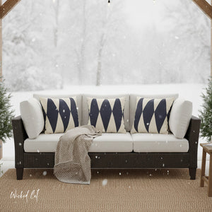 throw pillow with 'Dark Grey Ivory Diamonds' design