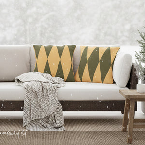 Green Yellow Diamond Indoor Outdoor Throw Pillow