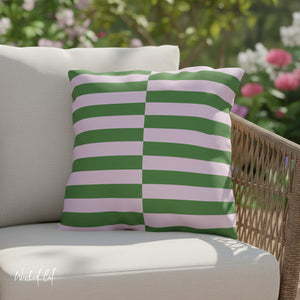 Lilac & Green Striped Indoor Outdoor Throw Pillow