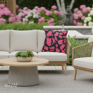 Pink & Dark Grey Animal Indoor Outdoor Throw Pillow