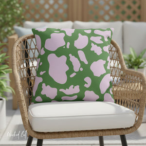 Lilac and Green Animal Indoor Outdoor Throw Pillow
