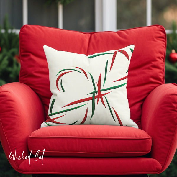 Candy Canes Indoor Outdoor Christmas Throw Pillow
