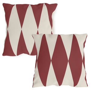 Red & White Diamonds Indoor Outdoor Throw Pillow